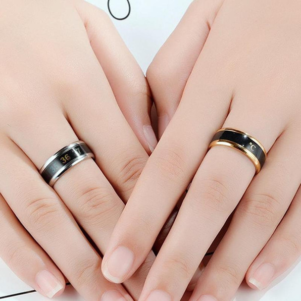 6 PCS Smart Temperature Ring Stainless Steel Personalized Temperature Display Couple Ring, Size: 12(White)