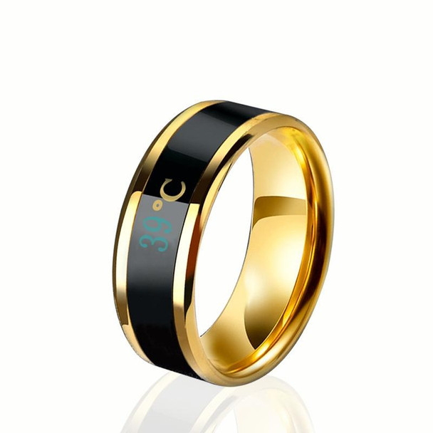 6 PCS Smart Temperature Ring Stainless Steel Personalized Temperature Display Couple Ring, Size: 10(Yellow)