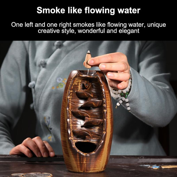 Ceramic Aromatherapy Furnace Lotus Smell Aromatic Home Office Incense Crafts Incense Burner Holder(Brown)