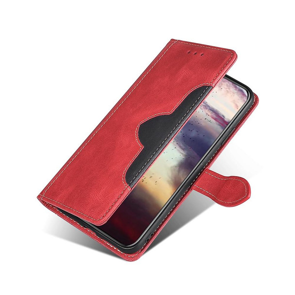 For Realme C30s Skin Feel Magnetic Buckle Leatherette Phone Case(Red)