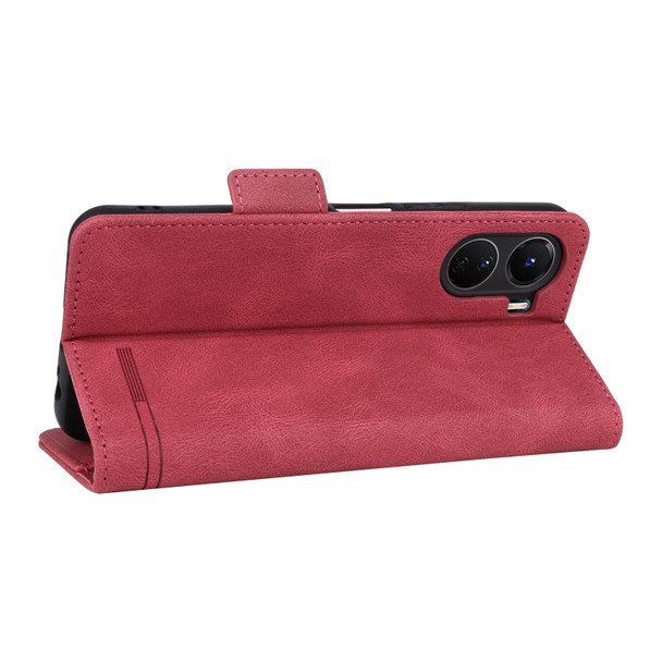 For vivo Y16 4G Magnetic Clasp Flip Leather Phone Case(Red)