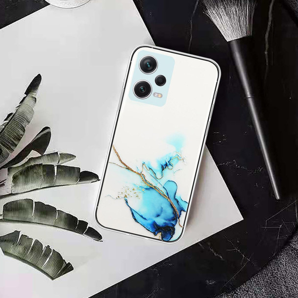For Xiaomi Redmi Note 12 Pro 5G China Hollow Marble Pattern TPU Precise Hole Phone Protective Case(Blue)