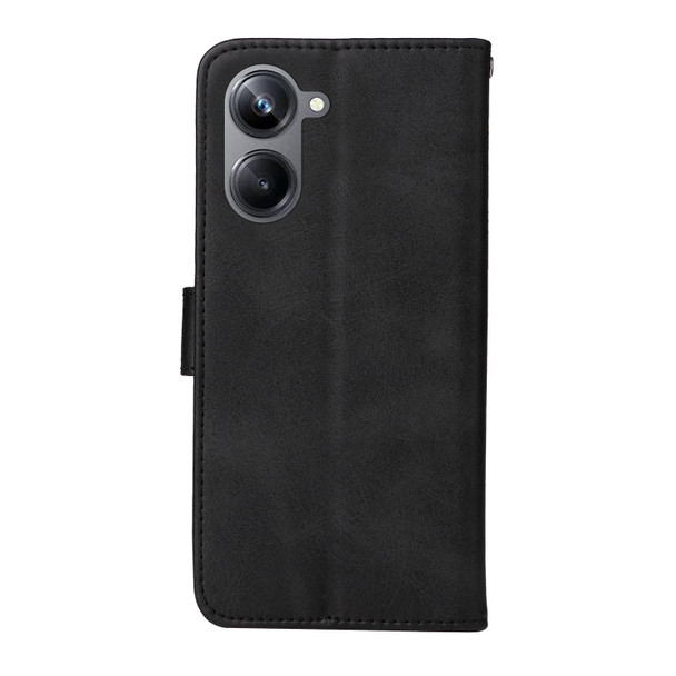 For Realme 10 4G Global Classic Calf Texture Flip Leatherette Phone Case(Black)