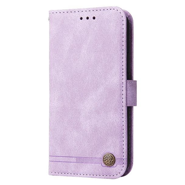 For Realme 10 4G Global Skin Feel Life Tree Metal Button Leatherette Phone Case(Purple)