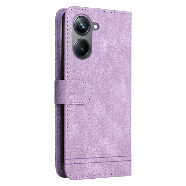 For Realme 10 4G Global Skin Feel Life Tree Metal Button Leatherette Phone Case(Purple)