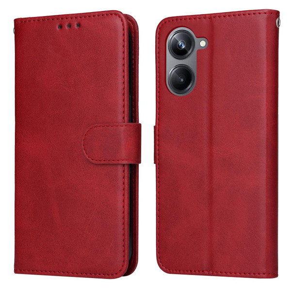 For Realme 10 4G Global Classic Calf Texture Flip Leatherette Phone Case(Red)