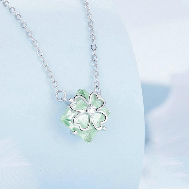 BSN279 Sterling Silver S925 Verdant Four-leaf Clover Pendant White Gold Plating