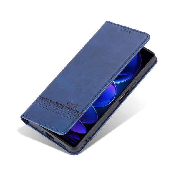 For Xiaomi Redmi Note 12 China AZNS Magnetic Calf Texture Leather Phone Case(Dark Blue)