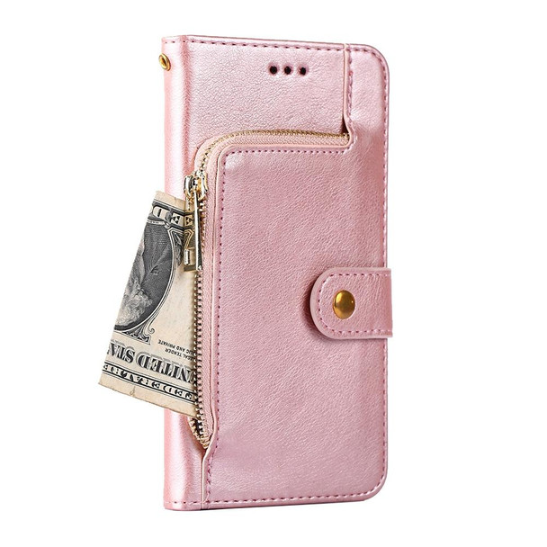 For Realme 10 4G Zipper Bag Leatherette Phone Case(Rose Gold)