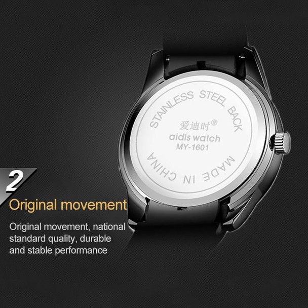 addies MY-1601 Regular Version Silicone Watchstrap Quartz Watch, Support Calendar, Size:S (Gray)