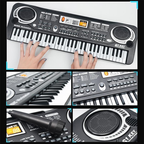 MQ6106 61-Keys Multifunctional Electronic Organ Children Toy with Microphone, Spec: Battery Version