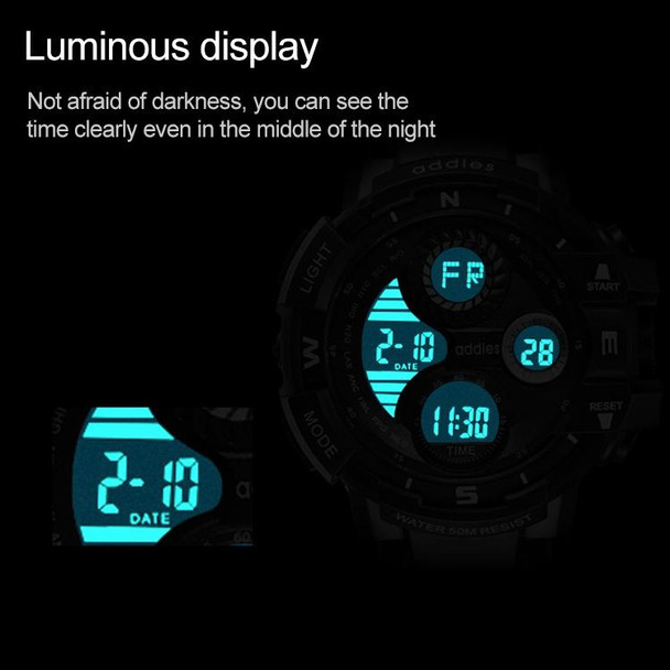 addies MY-1901 Luminous Three-window LED Outdoor Sports Multi-function Electronic Watch for Men, Support Calendar / Alarm Clock / Timer / Talking(Blue)