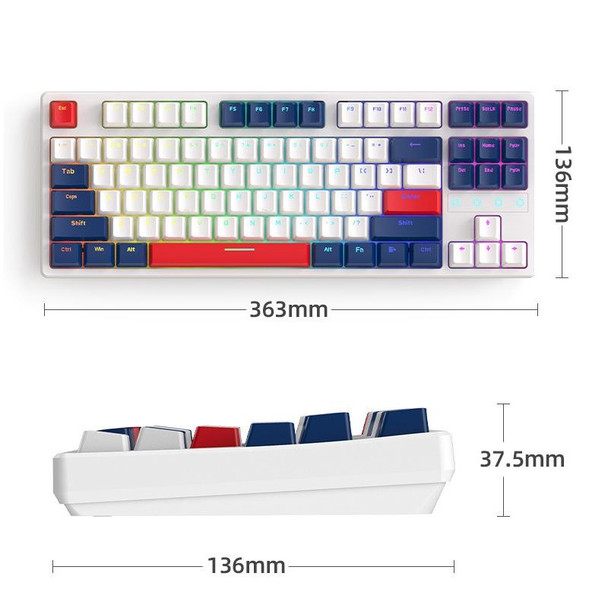 ZIYOU LANG K87 87-key RGB Bluetooth / Wireless / Wired Three Mode Game Keyboard, Cable Length: 1.5m, Style: Red Shaft (Micr-light)