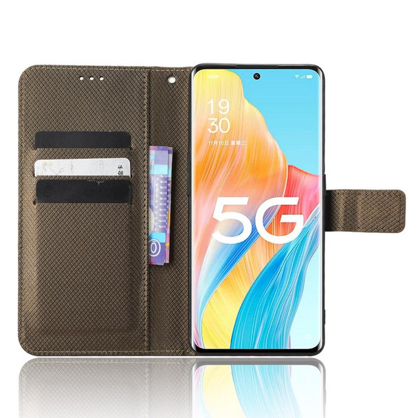 For OPPO A1 Pro Diamond Texture Leatherette Phone Case(Brown)