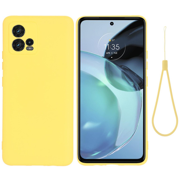 For Motorola Moto G72 Pure Color Liquid Silicone Shockproof Full Coverage Phone Case(Yellow)