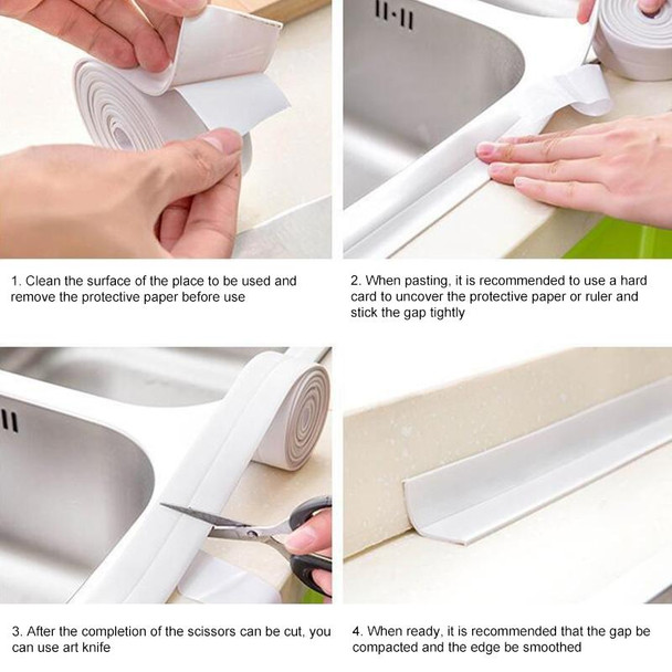Durable PVC Material Waterproof Mold Proof Adhesive Tape  Kitchen Bathroom Wall Sealing Tape, Width:2.2cm x 3.2m(Beige)