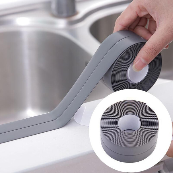 Durable PVC Material Waterproof Mold Proof Adhesive Tape  Kitchen Bathroom Wall Sealing Tape, Width:2.2cm x 3.2m(Grey)