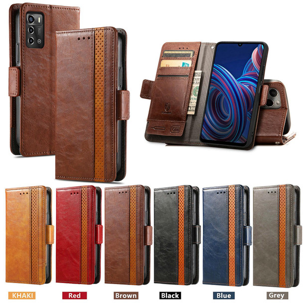 For ZTE Blade A72 4G CaseNeo Splicing Dual Magnetic Buckle Leather Phone Case(Brown)