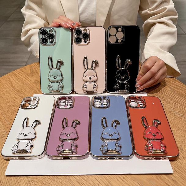 For iPhone X / XS Plating Rabbit Holder Phone Case(Red)