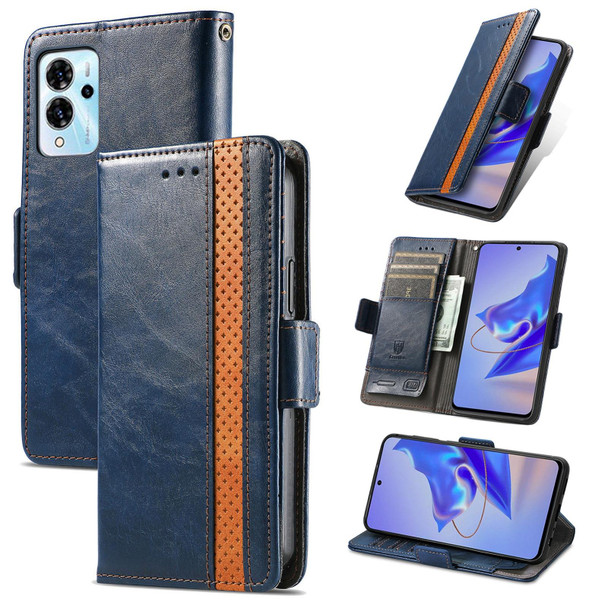 For ZTE Blade V40 Pro CaseNeo Splicing Dual Magnetic Buckle Leather Phone Case(Blue)