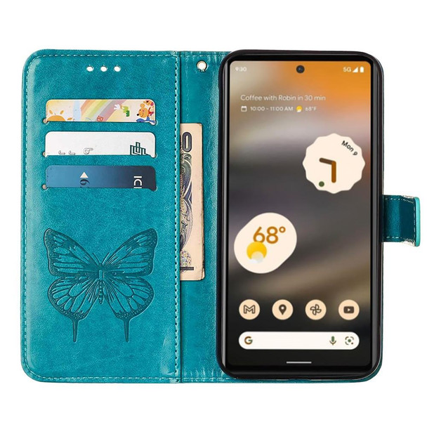 For Google Pixel 7a Embossed Butterfly Flip Leatherette Phone Case(Blue)