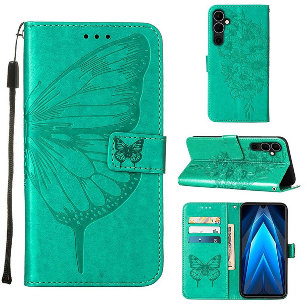 For Tecno Pova Neo 2 LG6N Embossed Butterfly Flip Leatherette Phone Case(Green)