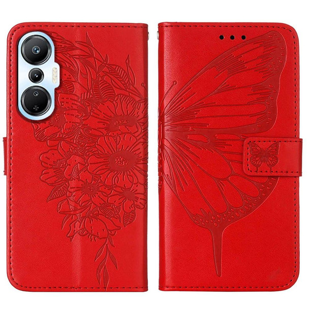 For Infinix Hot 20S / 20 Pro X6827 Embossed Butterfly Flip Leatherette Phone Case(Red)