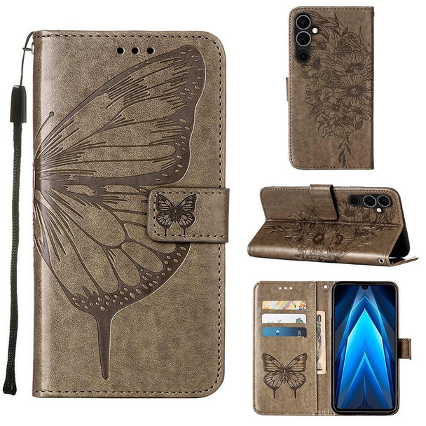 For Tecno Pova Neo 2 LG6N Embossed Butterfly Flip Leatherette Phone Case(Grey)