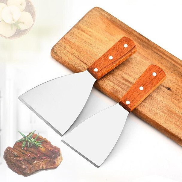 2pcs Stainless Steel Pizza and Steak Shovel Wooden Handle Slanted Shovel Kitchen Tool, Size: L