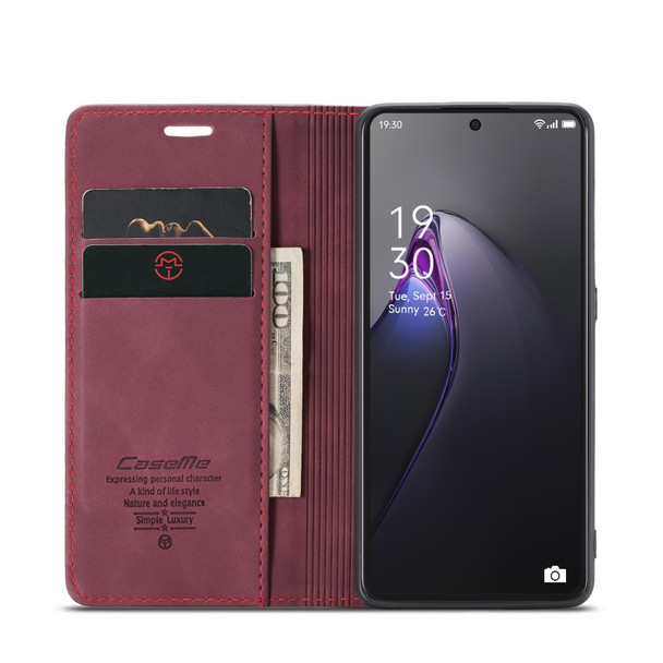 For OPPO Reno8 Pro 5G Global CaseMe 013 Multifunctional Horizontal Flip Leatherette Phone Case(Wine Red)