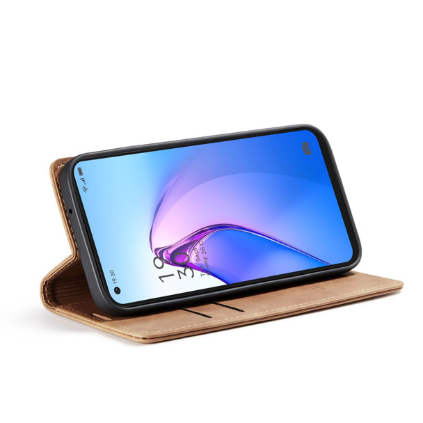 For OPPO Reno8 5G Global CaseMe 013 Multifunctional Horizontal Flip Leatherette Phone Case(Brown)