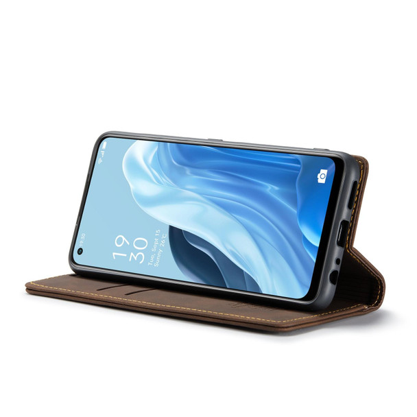 For OPPO Reno7 4G Indonesia/F21 Pro 4G/Reno8 4G CaseMe 013 Multifunctional Horizontal Flip Leatherette Phone Case(Coffee)