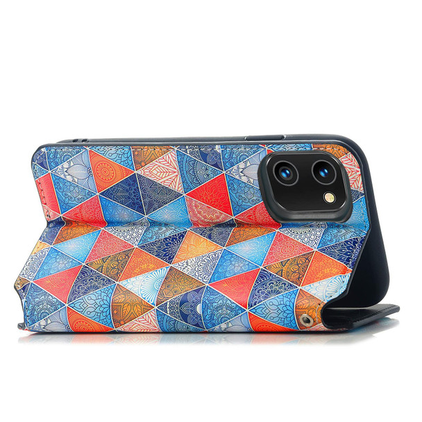 For UMIDIGI A13S CaseNeo Colorful Magnetic Leatherette Phone Case(Rhombus Mandala)