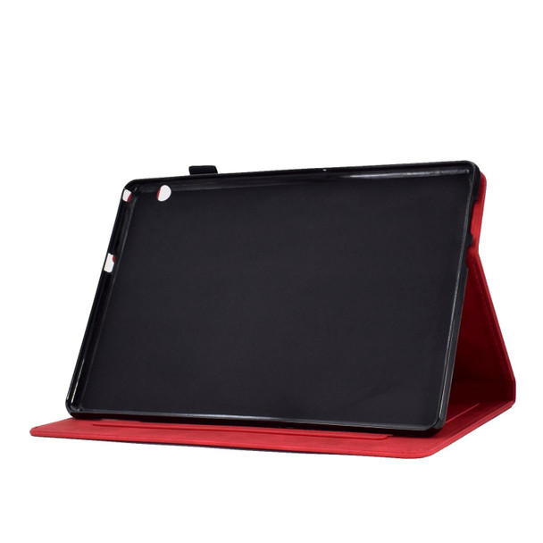 For Huawei MediaPad T5 Tower Embossed Leatherette Tablet Case(Red)