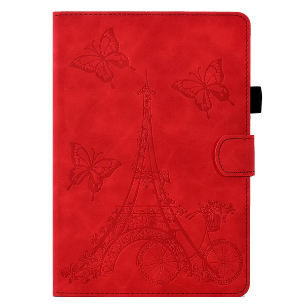 For Amazon Kindle Paperwhite 4/3/2/1 Tower Embossed Leatherette Smart Tablet Case(Red)