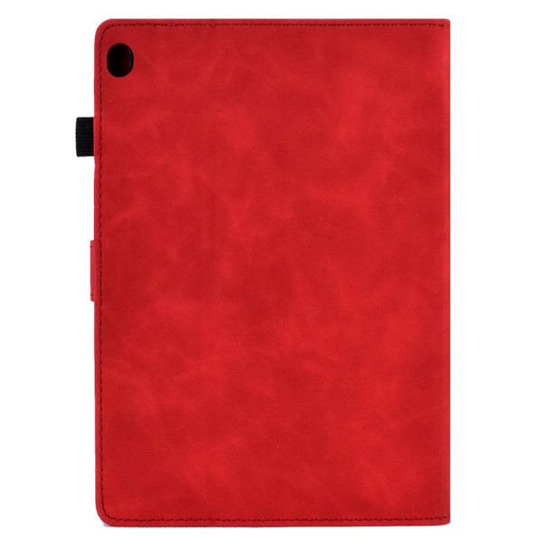 For Lenovo M10 Tower Embossed Leatherette Smart Tablet Case(Red)