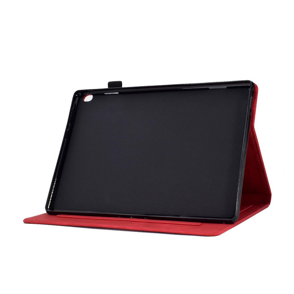 For Lenovo M10 Tower Embossed Leatherette Smart Tablet Case(Red)