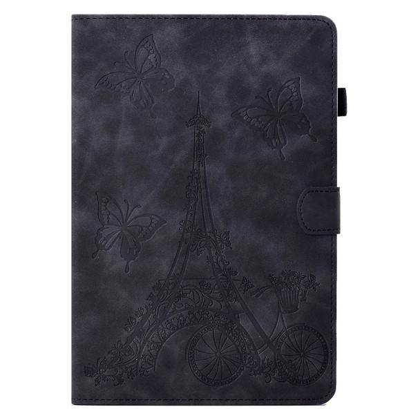 For Samsung Galaxy Tab A8 10.5 2021 X205 Tower Embossed Leatherette Smart Tablet Case(Black)