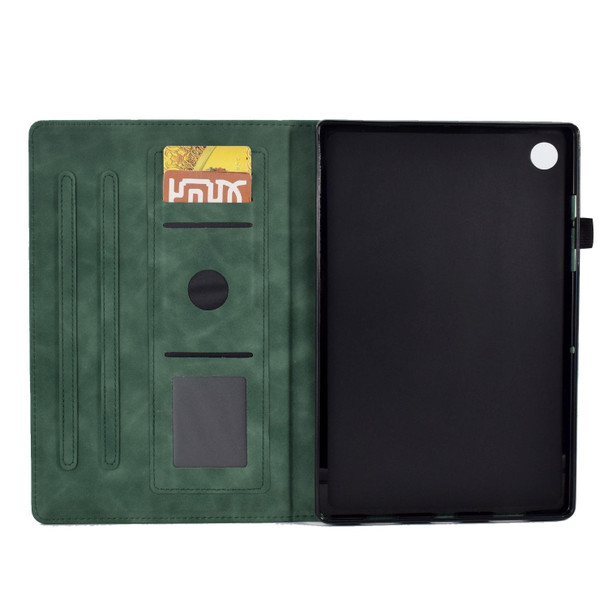 For Lenovo M10 Plus Tower Embossed Leatherette Smart Tablet Case(Green)