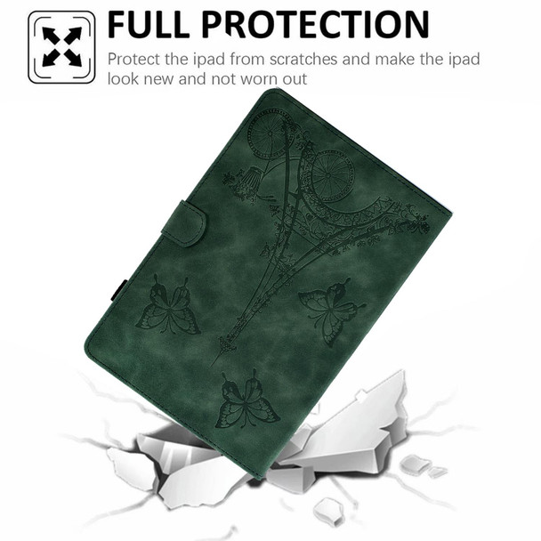 For Lenovo M10 Plus Tower Embossed Leatherette Smart Tablet Case(Green)