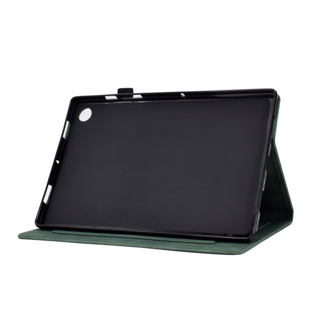 For Lenovo M10 Plus Tower Embossed Leatherette Smart Tablet Case(Green)