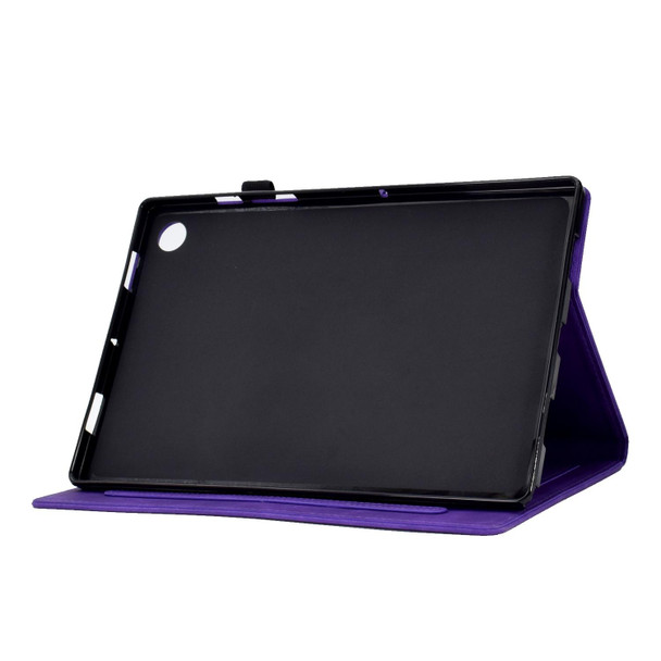 For Lenovo Tab M10 Plus 3rd Gen Tower Embossed Leatherette Smart Tablet Case(Purple)