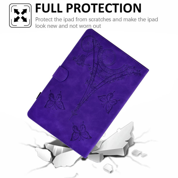 For Lenovo Tab M10 Plus 3rd Gen Tower Embossed Leatherette Smart Tablet Case(Purple)