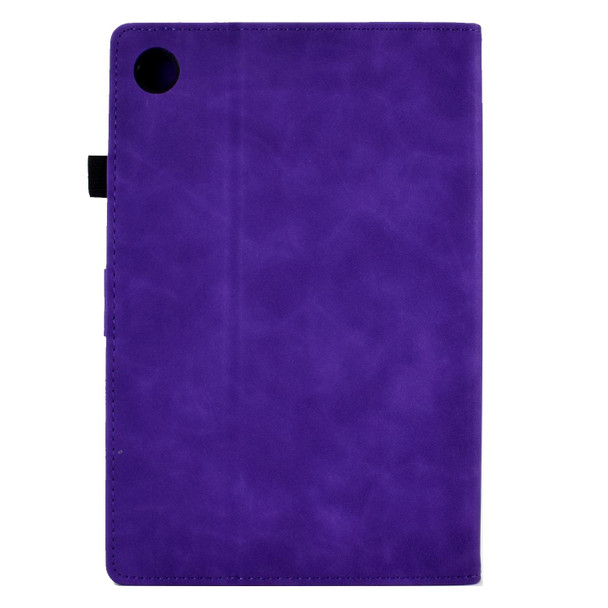 For Lenovo Tab M10 Plus 3rd Gen Tower Embossed Leatherette Smart Tablet Case(Purple)