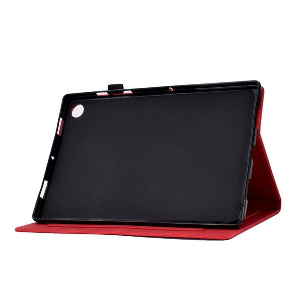 For Lenovo M10 Plus Tower Embossed Leatherette Smart Tablet Case(Red)