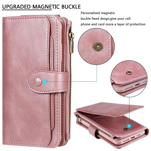 iPhone XS Max Multifunctional Retro Detachable Magnetic Horizontal Flip Leather Case with Card Slots & Holder & Wallet & Photo Frame(Rose Gold)