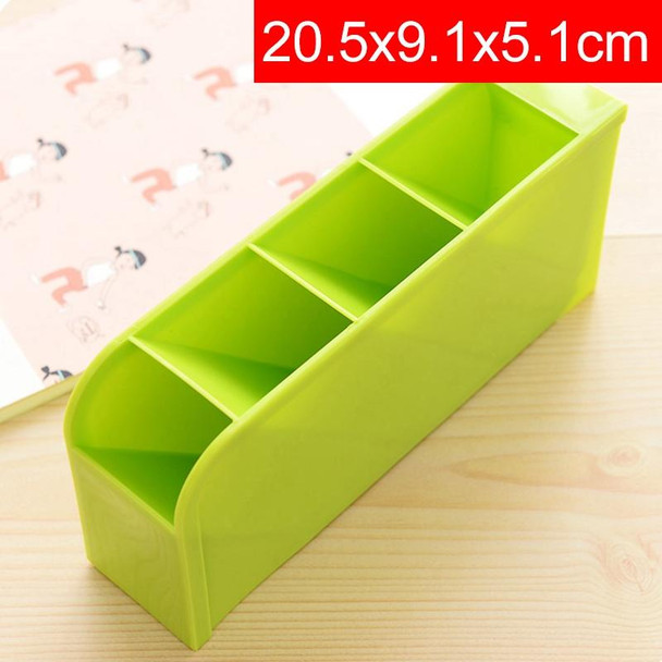 2 PCS Multi-function 4 Grid Desktop Pen Holder Office School Storage Case Plastic Box Desk Pen Pencil Organizer(Green)