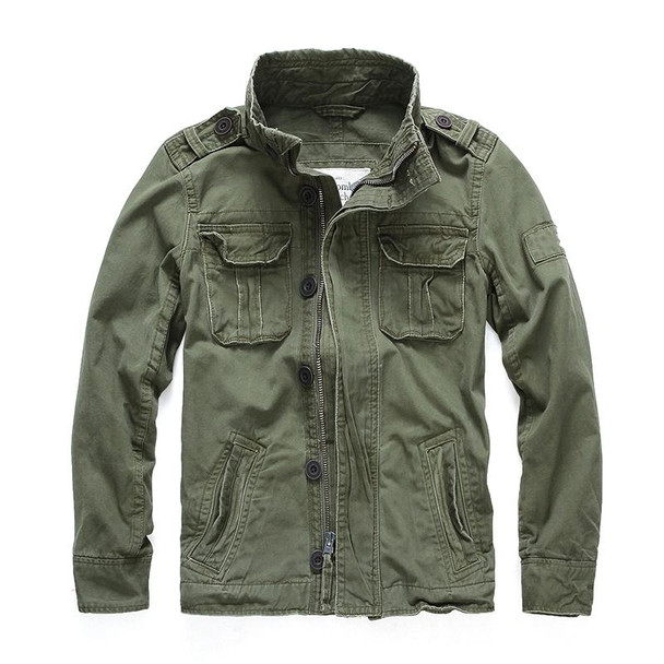 Autumn And Winter Middle Aged Men Jacket Casual Workers Dress Denim Jackets Clothes, Size: XL(Deep Army Green)