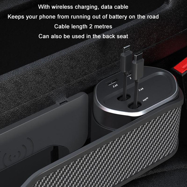 Car Seat Clip Organizer Multifunctional Car Charger, Specification: Carbon Fiber