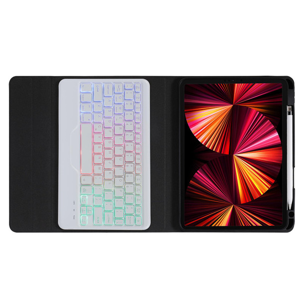 B011S Splittable Backlight Bluetooth Keyboard Leatherette Tablet Case with Triangle Holder & Pen Slot For iPad Pro 11 inch 2021 & 2020 & 2018 / Air 4 10.9 inch(Gradient Rainbow)